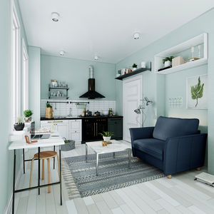sofa bed / Scandinavian design / fabric / commercial