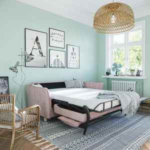 sofa bed / Scandinavian design / leather / fabric