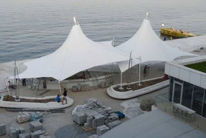 cable-and-membrane tensile structure / roof / with PVC membrane