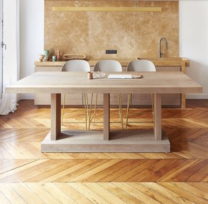 contemporary dining table / oak / oak base / rectangular