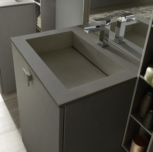 built-in washbasin / rectangular / ceramic / contemporary
