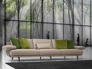 contemporary sofa / leather / lacquered metal / 3-seater