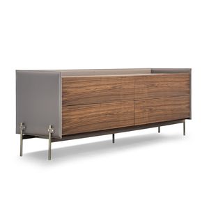 contemporary chest of drawers / metal / leather / wooden