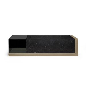 contemporary coffee table / glass / marble / metal base