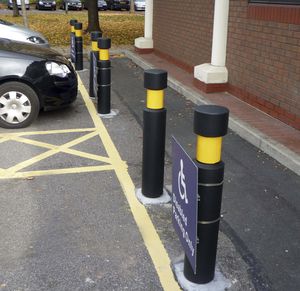 security bollard / galvanized steel / polyethylene / high