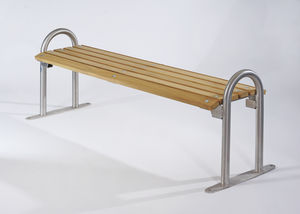 public bench / contemporary / iroko / stainless steel