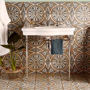 free-standing washbasin / rectangular / ceramic / metal