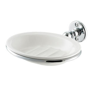 wall-mounted soap dish / brass / ceramic / nickel