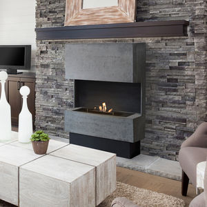 contemporary fireplace surround / wooden / composite / 3-sided
