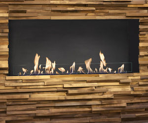 gas fireplace / contemporary / open hearth / built-in
