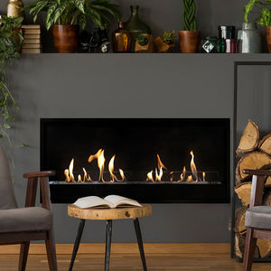 natural gas fireplace / contemporary / open hearth / built-in