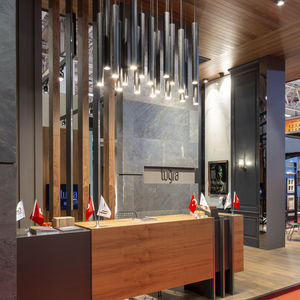 wooden reception desk