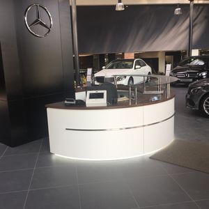 semicircular reception desk