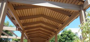 self-supporting pergola / WPC / wooden canopy / commercial