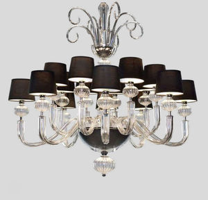contemporary chandelier / glass / metal / fabric