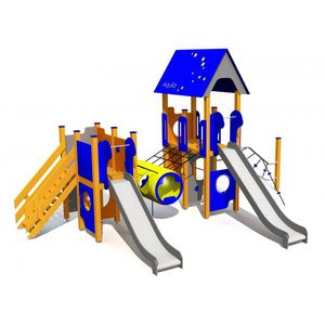 playground play structure / metal / laminated wood / modular