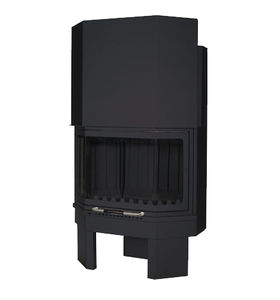 closed wood hearth / 1-sided / steel / glass