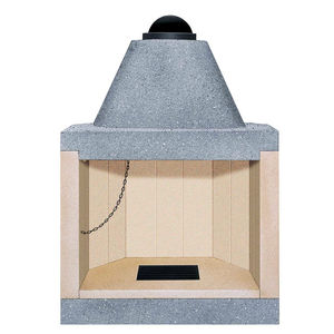 wood-burning fireplace / contemporary / open hearth / free-standing