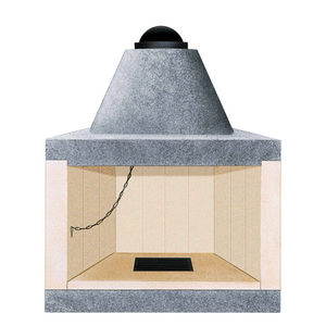 wood-burning fireplace / contemporary / open hearth / free-standing