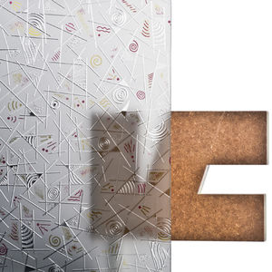 patterned glass panel / for exterior fittings / for interior / colored