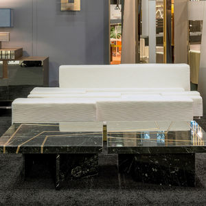 contemporary sofa / linen / brass / 2-person