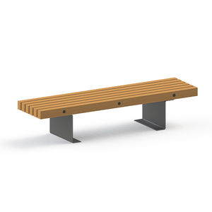 public bench / contemporary / wooden / galvanized steel