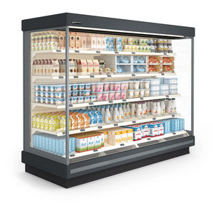 refrigerated display case with shelves / illuminated / for shops