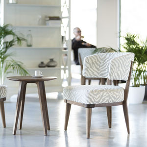 contemporary chair / upholstered / with armrests / fabric
