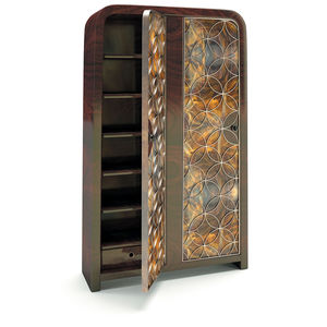 Art Deco wardrobe / stained wood / glass / with swing doors