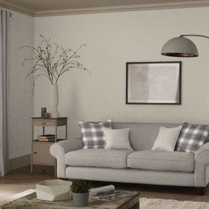 contemporary wallpaper / striped / fabric look / beige