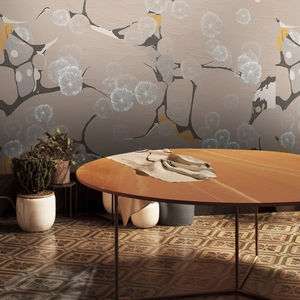 contemporary wallpaper / floral / fabric look / handmade