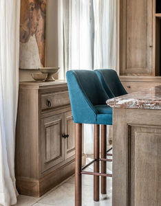 contemporary bar chair / upholstered / fabric / leather