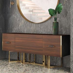 contemporary sideboard / oak / polished brass