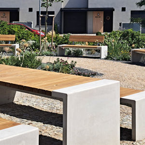 contemporary table and bench set