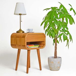 Art Deco bedside table / oak / oak base / rectangular