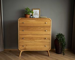 high chest of drawers / contemporary / oak / custom