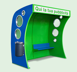 painted metal bus shelter