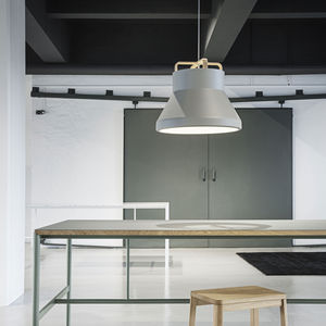pendant lamp / contemporary / aluminum / oak