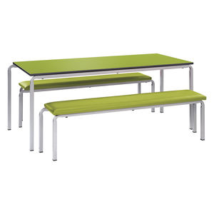 contemporary bench and table set
