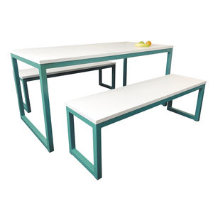 contemporary bench and table set