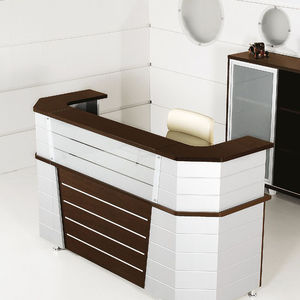 wooden reception desk