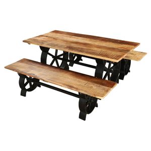traditional bench and table set