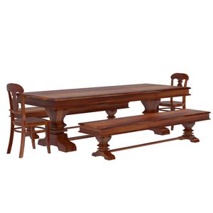 traditional table and bench set