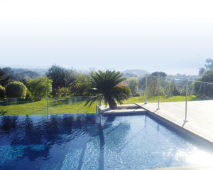 protective barrier / fixed / glass / pool