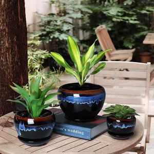 glazed ceramic flower pot