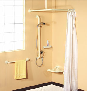 white shower curtain