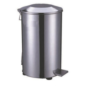 polished stainless steel trash can
