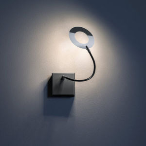 contemporary wall light / nickel / LED / round