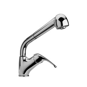 chromed metal mixer tap / kitchen / 1-hole / with pull-out spray