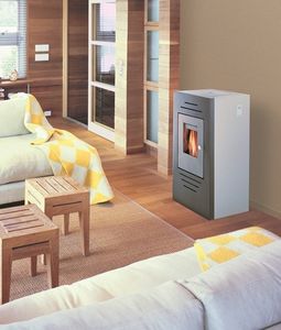 wood pellet heating stove / metal / contemporary
